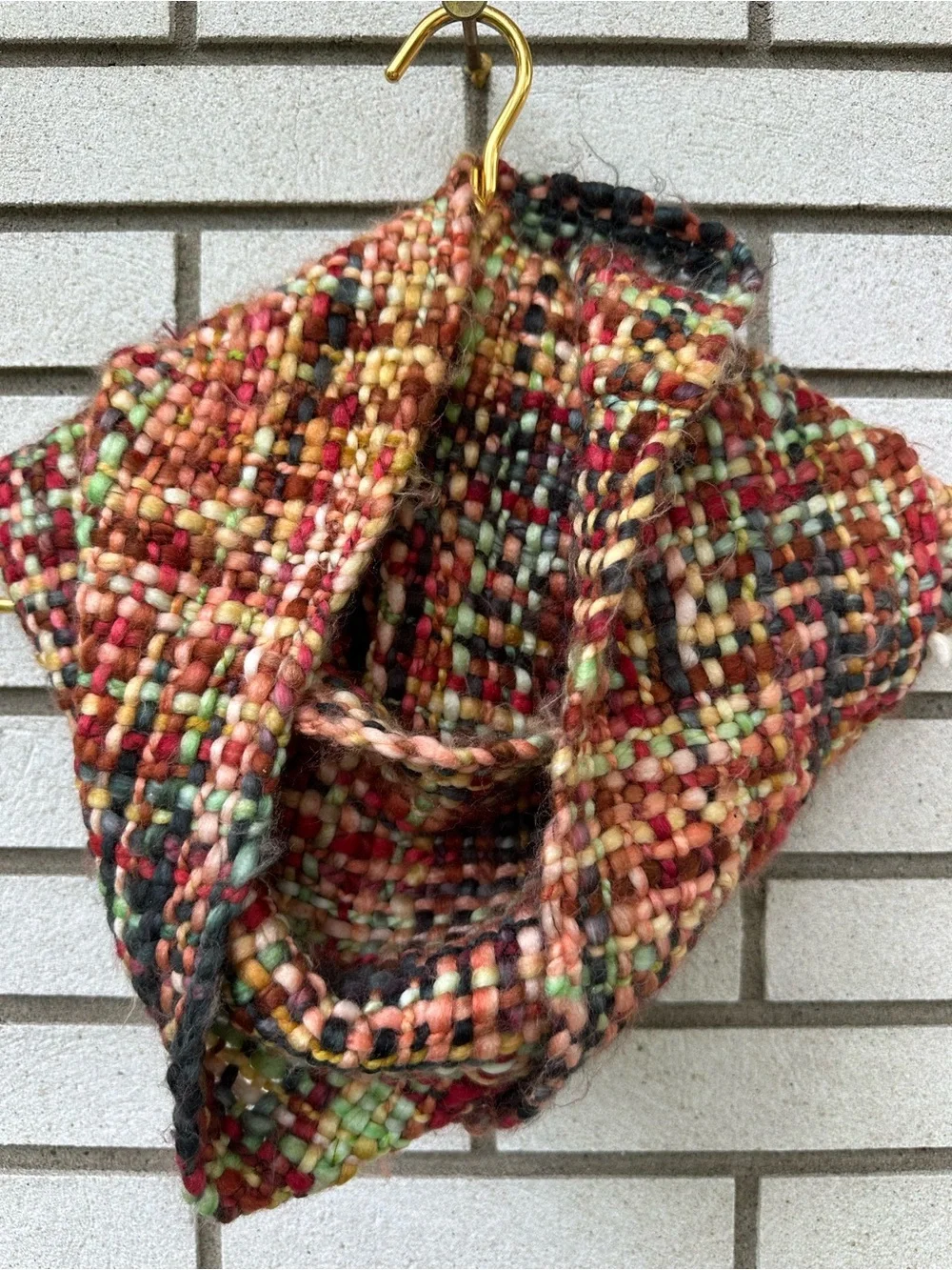 Rising Tide Chunky Handwoven Wool Infinity Scarf Boho Anthro Cozycore